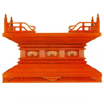 【寺院用】 須弥壇 欅唐様三間造り 天板張り欅材使用 框巾5尺(150cm) 別上品(ウレタン塗) 