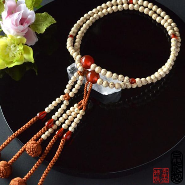 男性用 日蓮宗用本式数珠 尺0サイズ 星月菩提樹 6ミリ メノウ仕立 正絹華梵天房 