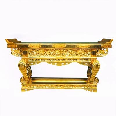 【寺院用】 前卓 東用 御影堂型 本金箔押 裏黒 框箱金具打 框巾4尺(120cm) 別上品(カシュー塗) 