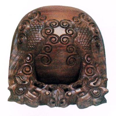 【寺院用】 本楠杢魚 龍彫 玉斉 口径1尺3寸(39cm) 