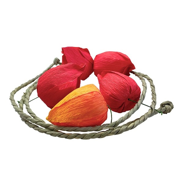 【盆用品】【祭壇用品】お盆飾り用品 鬼灯(ほおずき)まこも縄5連 ほうずき ホオズキ飾り ■紙・スチロール・真菰製 ■縄全長：1.2ｍ 