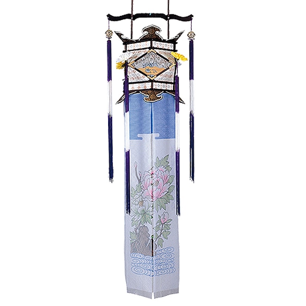 【盆提灯】切子提灯/切子灯篭/切籠灯籠 回転切子 レース牡丹[回転筒付] ■木製 ■高さ169cm×幅48cm {AS}  