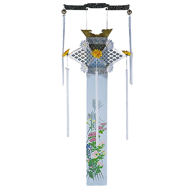 【盆提灯】切子提灯/切子灯篭/切籠灯籠 回転切子 銀泉レース秋草[回転筒付] ■紙製 ■高さ153cm×幅57cm {AS}  