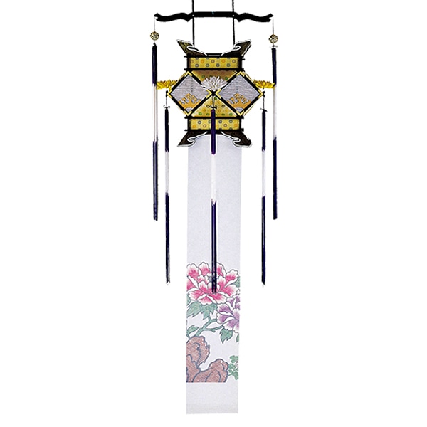 【盆提灯】切子提灯/切子灯篭/切籠灯籠 回転大極切子 レース牡丹[回転筒付] ■木製 ■高さ193cm×幅58cm {AS}  