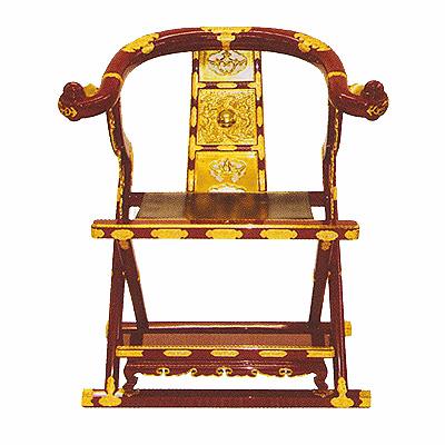 【社寺用】 本曲録 座面高低め46cm 金具埋め込み式 朱塗 【カシュー塗り本金箔押・本金メッキ金具付】 