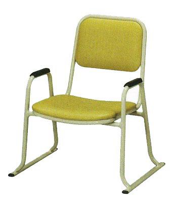 【社寺用/在家用/和室設備】 本堂椅子(畳の上で使える椅子) 幅53cm×奥行49cm×高さ63cm(座面高30cm) [アルミ製] 背もたれ・肘掛け付き 本堂用椅子/アームチェア 