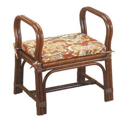 【在家用】 籐製椅子 ちょこっと座椅子 背もたれなし・補助アーム付き アームチェア/アームスツール 