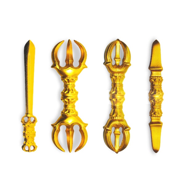 金剛杵 独鈷・三鈷・五鈷・宝剣 4点セット（桐箱入り）密教 法具 仏具 お守り 祈り 瞑想 供養 インテリア 伝統工芸 ギフト 高品質 手作り 日本製