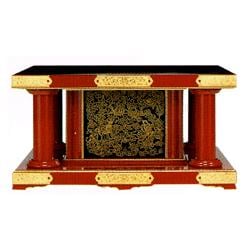 【寺院用】 蒔絵入小型須弥壇 [朱塗/黒塗] 本金箔押 金具打 巾×行×高さ(cm)60×36×30 別上品(カシュー塗) 