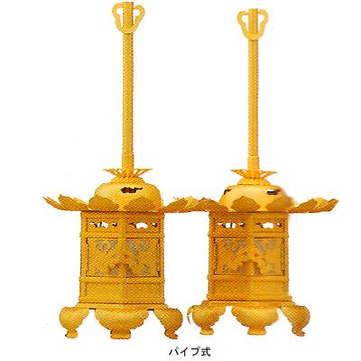 【在家用/仏壇用】金灯篭 猫足型 一対 アルミ製 金色 1.8寸 きんとうろう/かなとうろう/灯籠/燈篭/燈籠 