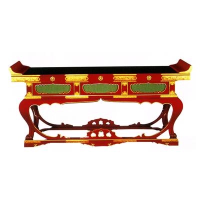 【寺院用】 前机 本能寺型 [朱塗/黒塗] 本金箔押 ガンギイワロク 金具打 天巾4尺(120cm) 別上品(カシュー塗) 