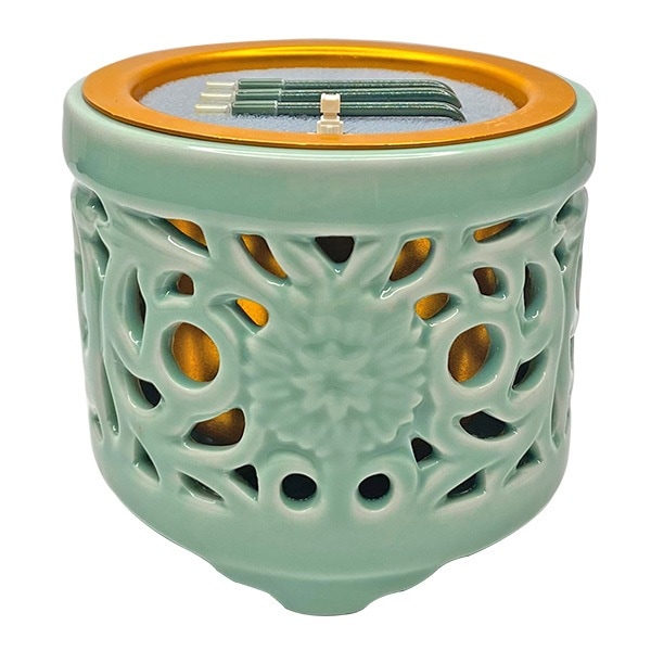 LED電子線香 サンやすらぎ 寝かせ線香タイプ 透かし香炉  3.0寸 真宗大谷派（東）用 