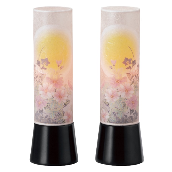 和照灯 伊吹の月 左右対称一対柄 電池ローソク灯LED型付 コードレス 盆提灯 和照灯 盆ちょうちん お盆 初盆 提灯 仏具 モダン 小さい おしゃれ 日本製 岐阜提灯 NO.2956