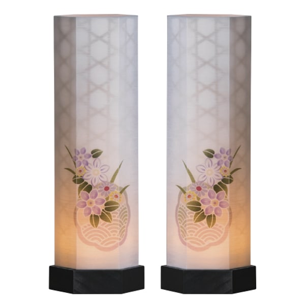 和照灯 精華 左右対称一対柄 LED仕様 コードレス ニ重張 盆提灯 盆ちょうちん お盆 初盆 提灯 仏具 モダン 小さい 日本製 岐阜提灯 NO.2970
