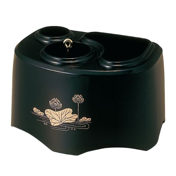 こころ ３点セット 黒 蓮 線香入れ ローソク入れ 小物入れ  仏壇 仏具 日本製