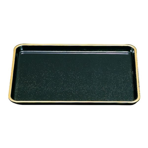 平型焼香盆 ノンスリップ １尺２寸 黒金梨地 (フチ金)  お焼香 仏具 供物 1尺2寸 日本製