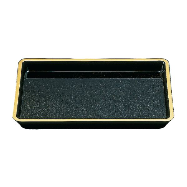 角型焼香盆 ノンスリップ １尺1寸5分 黒金梨地 (フチ金)  お焼香 仏具 供物 1尺1.5寸日本製