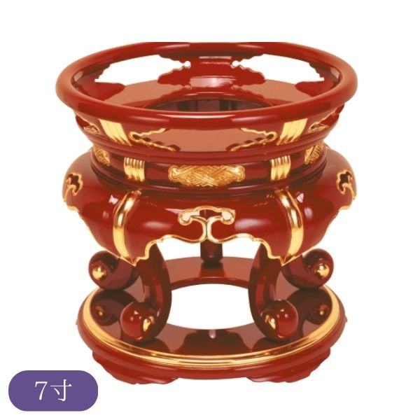 丸金台1尺2寸 朱塗 金箔 面金 サヤ付 丸金台 / 丸型金台 [ サヤ付 ] [ 木製 ] [ 朱塗面金箔押 ] 7寸 (21cm