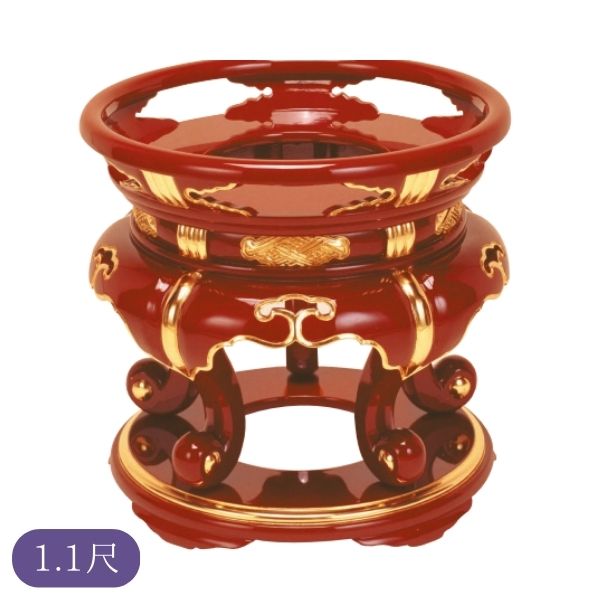 丸金台 / 丸型金台 [ サヤ付 ] [ 木製 ] [ 朱塗面金箔押 ] 1.1尺 (33cm