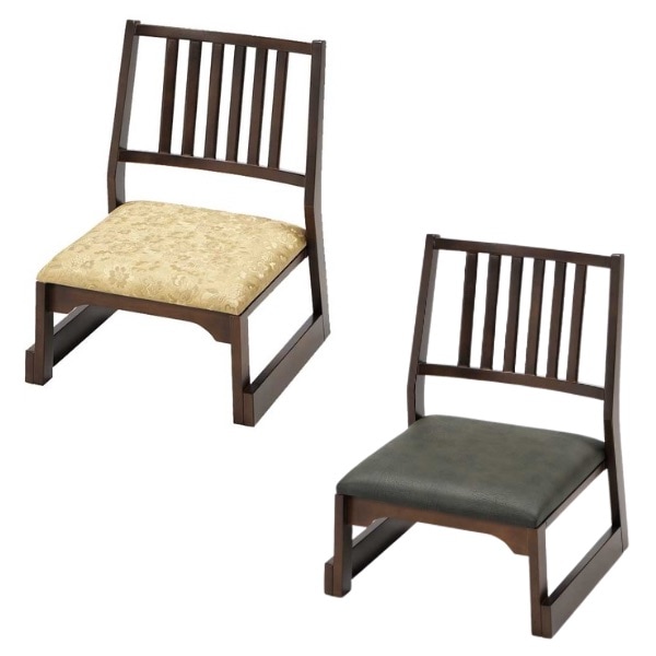 木製背付椅子 H260 金色花柄 / ダークグレー 仏具 椅子 宗教用具 寺院用具 法要 法事 参拝用 木製 高級感 低座椅子 クッション 収納 日本製