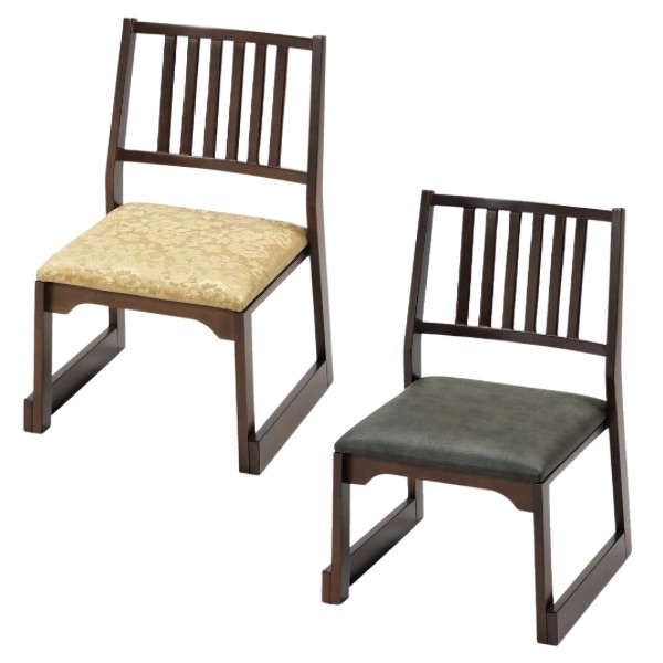 木製背付椅子 H360 金色花柄 / ダークグレー 仏具 椅子 宗教用具 寺院用具 法要 法事 参拝用 木製 高級感 低座椅子 クッション 収納 日本製