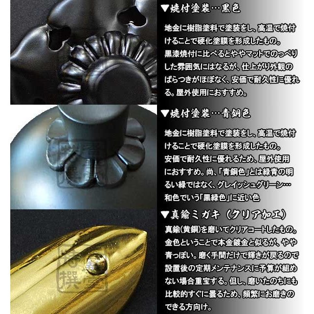 京都製 錺金具】釘隠し 六葉(古代型) 8.0寸 銅地に本金箔押＆フッ素