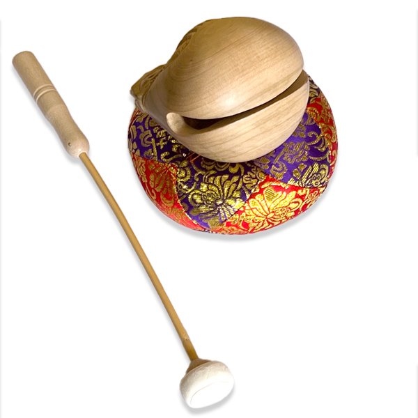 木魚4寸・木魚撥5号・布団6号 3点セット | 寺院仏具,鳴り物仏具,杢魚