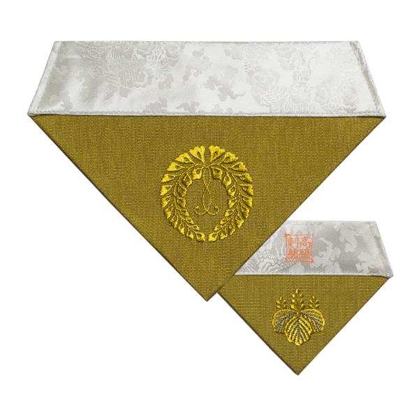 冬用 三角打敷 金綴 高級刺繍[宗紋：西/東/仏光寺派/高田派]【前卓用+上卓用】京寸50代(総幅 約27cm)=名古屋寸30代 