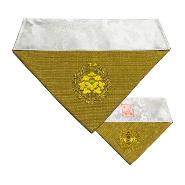 冬用 三角打敷 金綴 高級刺繍[宗紋：西/東/仏光寺派/高田派]【前卓用+上卓用】京寸50代(総幅 約27cm)=名古屋寸30代 