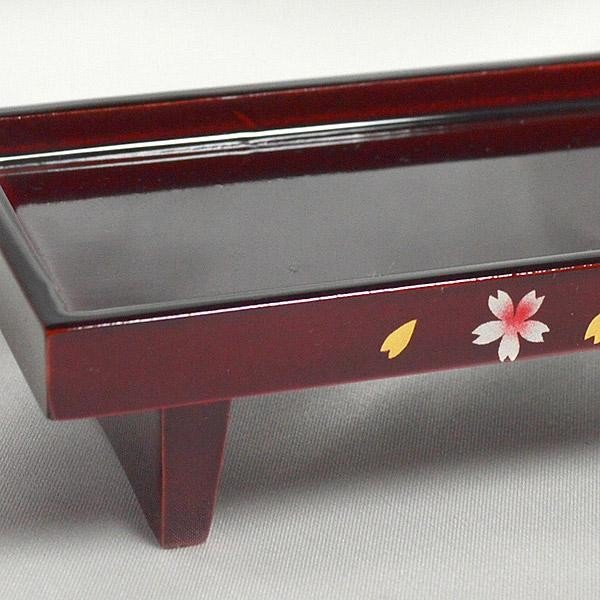 【全宗派】仏器膳(ぶっきぜん)『あおい』 木製 溜塗(タメ/ため) 桜蒔絵付 5寸(横幅約15cm) 