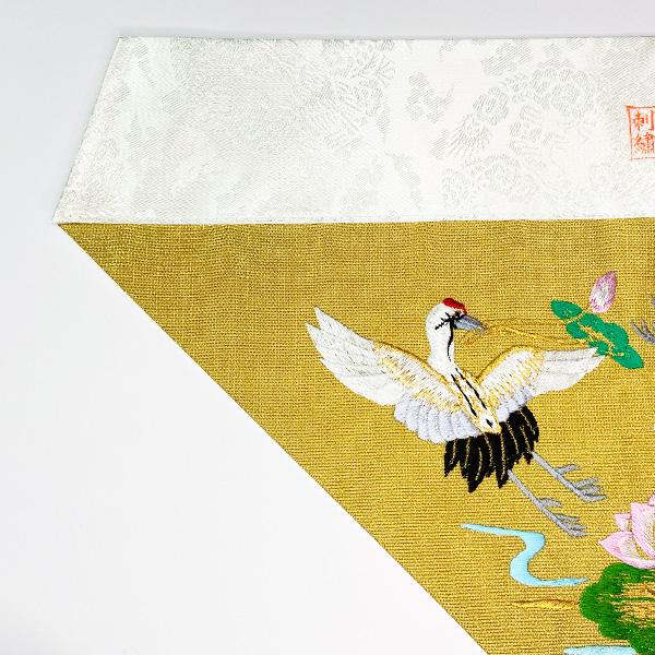 冬用 三角打敷 金綴 高級刺繍[蓮に鶴]【前卓用+上卓用】京寸150代(総幅