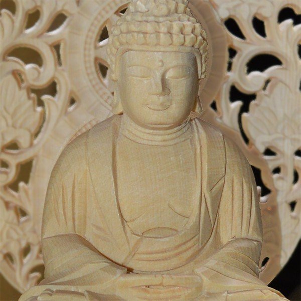 【在庫限り】わけあり アウトレット 処分 SALE 【ミニ仏像】【禅宗用】 座釈迦1.8寸 全高15.2cm 桧製(木地)※玉眼なし 丸台座・唐草光背 釈迦如来/釈迦牟尼仏/釈迦座像/釈迦坐像 