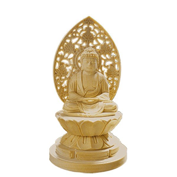 【在庫限り】わけあり アウトレット 処分 SALE 【ミニ仏像】【禅宗用】 座釈迦1.8寸 全高15.2cm 桧製(木地)※玉眼なし 丸台座・唐草光背 釈迦如来/釈迦牟尼仏/釈迦座像/釈迦坐像 