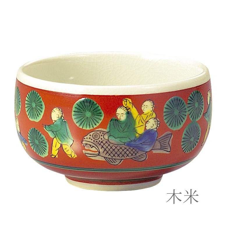 【未使用】九谷隆生 金彩 黒茶碗 茶道具 日本製】穴あき茶托セット 黒(フチ金) 九谷焼茶碗付(木米/山水) 4.2寸