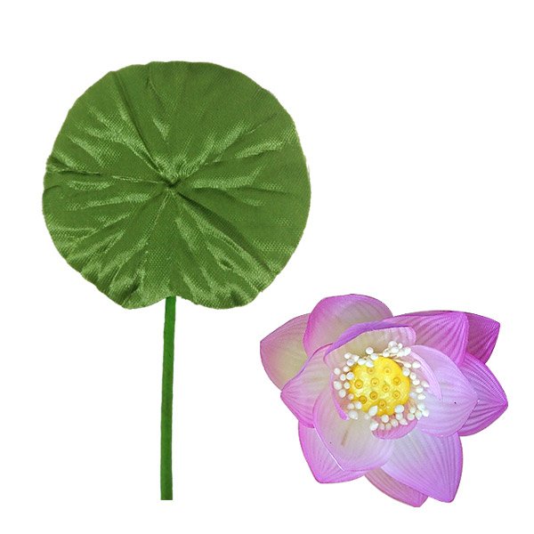 【造花・シルクフラワー】【花器付き】ハスアレンジ(1)/台 サイズ:全長(高さ):18cm(花器含む)