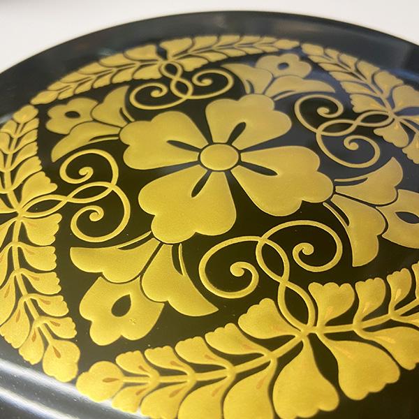 京蒔絵】切立香合 木製本漆塗 八藤紋 最上(盛上蒔絵・内部純金箔