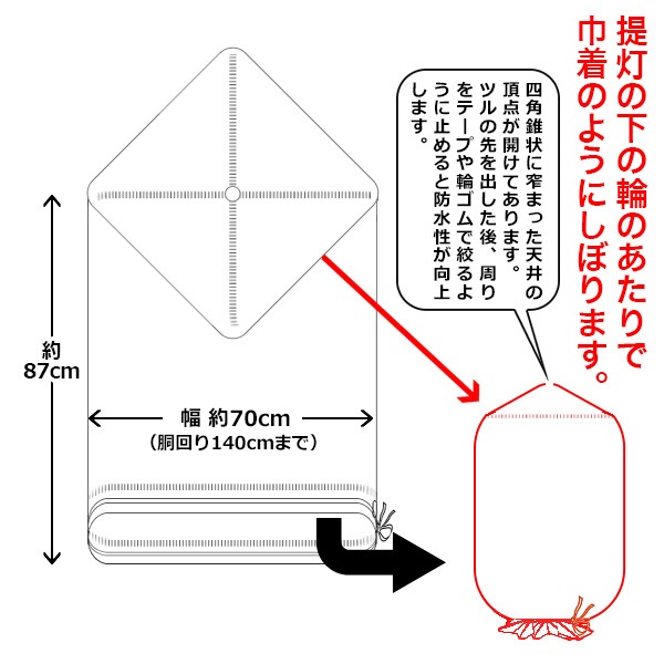 高張提灯14型用 ビニールカバー1枚 吊り下げタイプ 幅70cm×高さ85cm