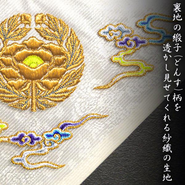 夏用 三角打敷 正絹紗 高級刺繍[雲に宗紋：西/東]【前卓用+上卓用】京 