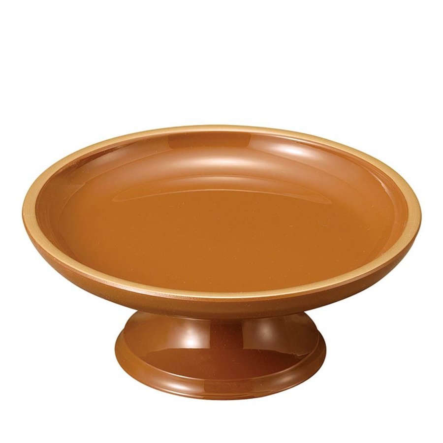 丸供物台(供物皿) ブラウン(フチ金)/ベージュ(フチ金) 3.0寸 (奥行9.0cm×幅9.0cm×高さ4.7cm) 