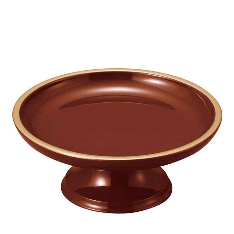 丸供物台(供物皿) ブラウン(フチ金)/ベージュ(フチ金) 3.0寸 (奥行9.0cm×幅9.0cm×高さ4.7cm) 
