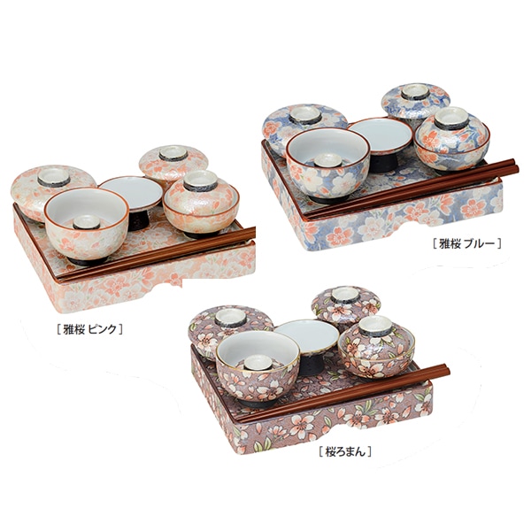仏膳 有田焼 雅桜ピンク/雅桜ブルー/桜ろまん お彼岸 お盆 法事 仏具