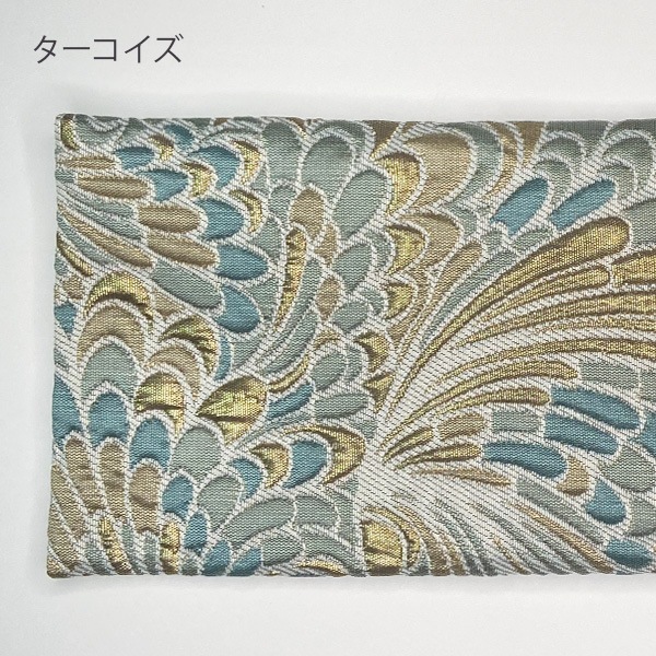 仏壇マット 経机掛け 鳳凰翼 スリムS 幅24cm×奥行10cm 仏具マット 膳引きマット 防炎加工 日本製 金襴（ブラウン/ターコイズ）