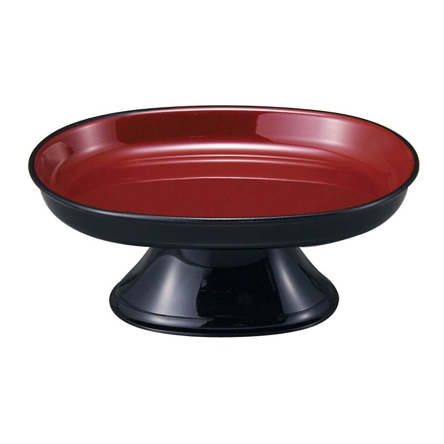 小判型供物台(供物皿) 柄：黒(内朱)/朱/タメ 1尺 (奥行21.2cm×幅30.0cm
