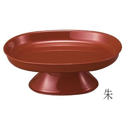 小判型供物台(供物皿) 柄：黒(内朱)/朱/タメ 1尺 (奥行21.2cm×幅30.0cm