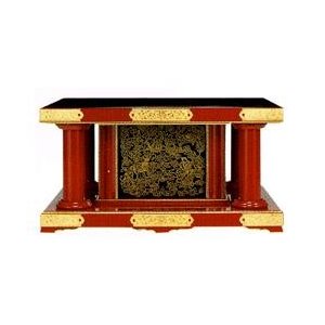 【寺院用】 蒔絵入小型須弥壇 [朱塗/黒塗] 本金箔押 金具打 巾×行×高さ(cm)60×36×30 別上品(カシュー塗) 