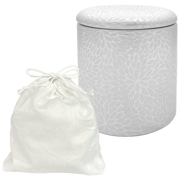 骨壷 骨壺 シリコンリング付き 骨カメ  3寸 [菊華絢爛] 納骨袋プレゼント  手元供養 分骨 納骨 シリコンパッキン