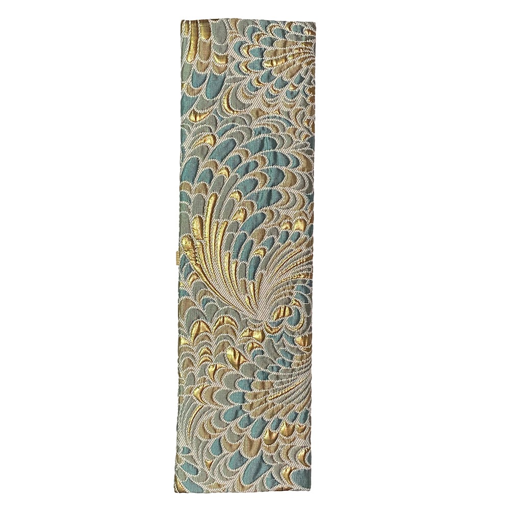 戒名用紙入れ 鳳凰翼 [ブラウン / ターコイズ] 寺院用 僧侶用 戒名紙入れ 法名紙入れ 持ち運びケース 唐草模様 仏具