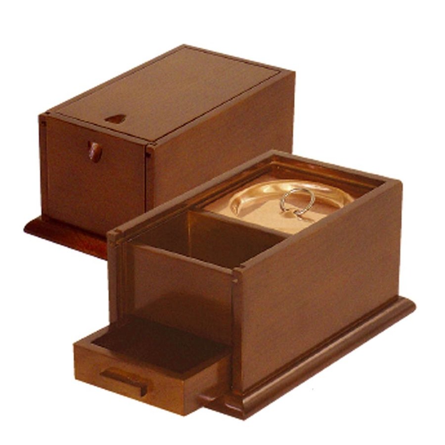 携帯用香炉[欅(けやき/ケヤキ)調色][オトシ蓋付] 幅5寸(15cm)/奥行9.3