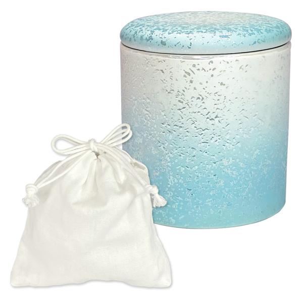 ★骨壷 骨壺 小さい 手元供養 骨カメ  シリコンリング付き 2寸 ラスターブルー 【購入特典：納骨袋】 【購入特典：納骨袋】