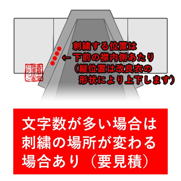 ●追加オプション● 改良衣への名入れ刺繍/刺しゅう【二文字分】 ※二文字刺繍の場合の価格です。一文字追加ごとに+330円(税込) ※本体別売 